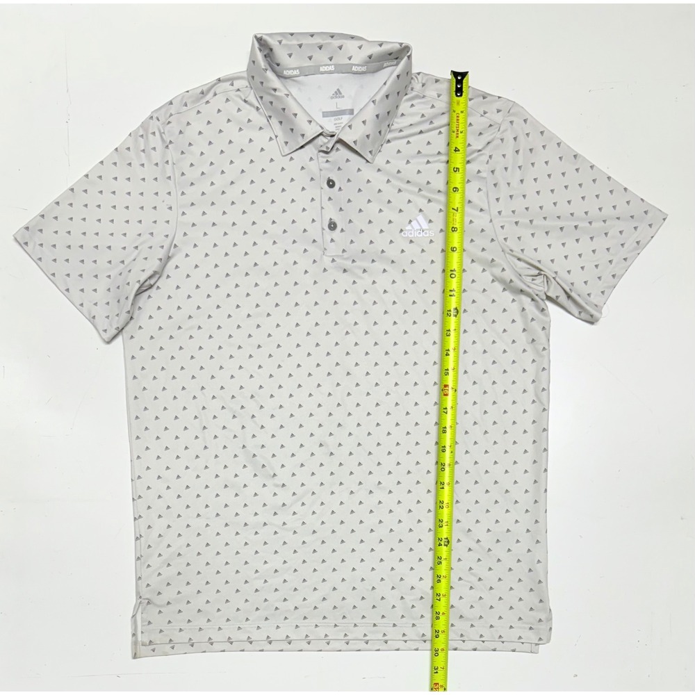 Adidas Golf Polo Shirt Mens Large Gray Logo Print Athletic Top